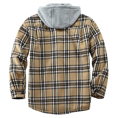 Image of Men's Cotton Plaid Shirt Jacket Fleece Flannel Sherpa Button Down