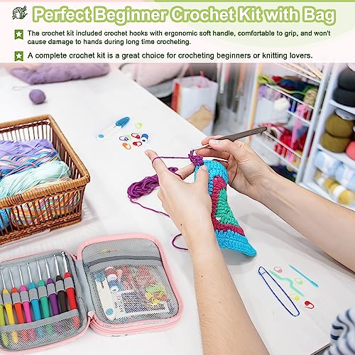 Image of Katech Crochet Hooks Set with Case, 73-Piece Crochet Hooks Kit Knitting Accessories Ergonomic Aluminum Alloy Crochet Hook Colorful Crochet Needles for Making Socks, Gloves, Bag, Hat, Sweaters