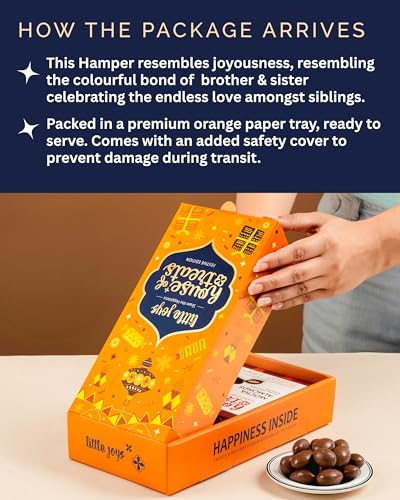 Image of HyperFoods Rakhi gift for brother Rakhi with gift for brother Chocolate gift hamper gift Chocolate gift pack Little Joy Box Tiramisu BonBites Dragees 50g Chocolates Box