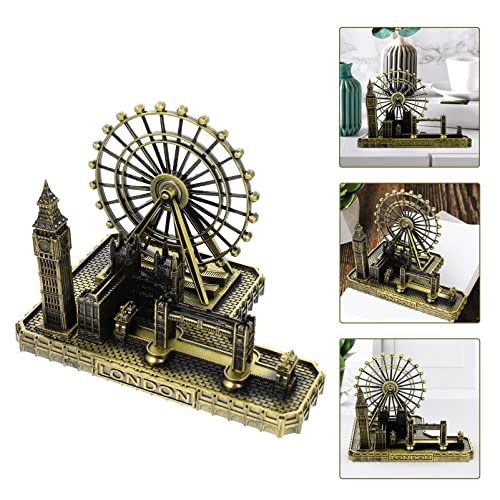 Warmhm Retro Architecture Model London Eye Big Ben Tower Bridge Model Bronze Metal Big Ben Clock Statue Figurine for Desktop Living Room Party Decoration (Bronze) - Image 2