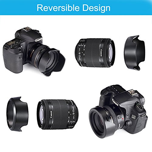 Set de Parasol para Lente de 49mm Compatible con Canon EF 50mm f/1.8 STM Incluye Parasol Plegable de Goma, Parasol Tulipán Reversible y Tapa Central miniatura 6