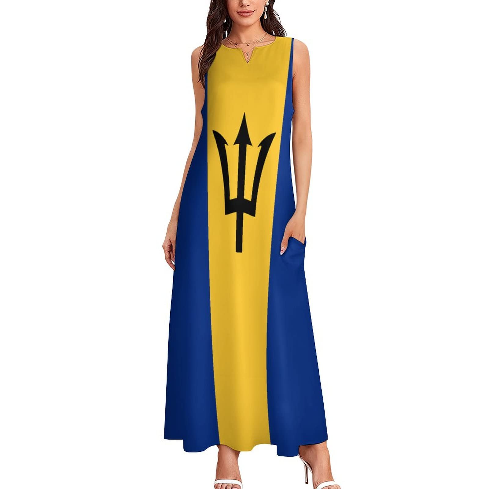 Amazon.com: Barbados Flag Long Dress for Women Summer Top 4XL : Clothing,  Shoes & Jewelry