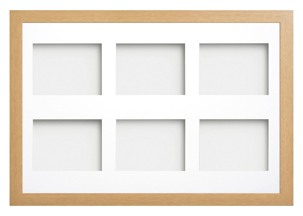 Frame Company Watson Beech Multi-Aperture Photo Frame with Mount, 30x20 for 8x6 (x6) * Choice of Frame Colour and Mount Design* NEW