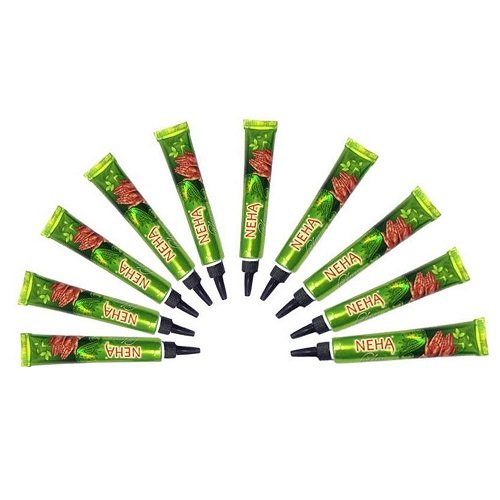 Neha Herbal Instant Dark Red Henna Mehendi Tattoo Paste Tubes (10pieces In Each Box)