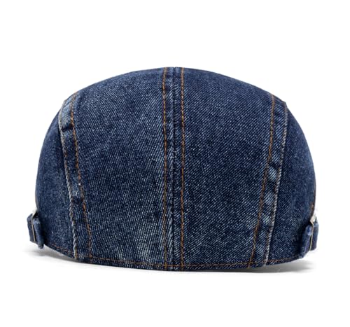 Image of Quanhaigou Unisex Denim Newsboy Hats Flat Ivy Gatsby Cabbie Driving Berets Hat Cotton Dad Cap for Men Women