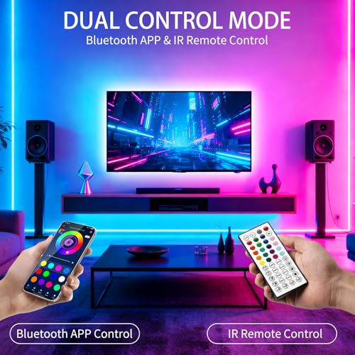 Image of LED Strip Lights,RGB Music Sync Color Changing Led Lights with Smart App Control Remote & Remote Control for Room,Part,Essential,Sense of Atmosphere Decoration(100FT-2 Rolls of 50ft)