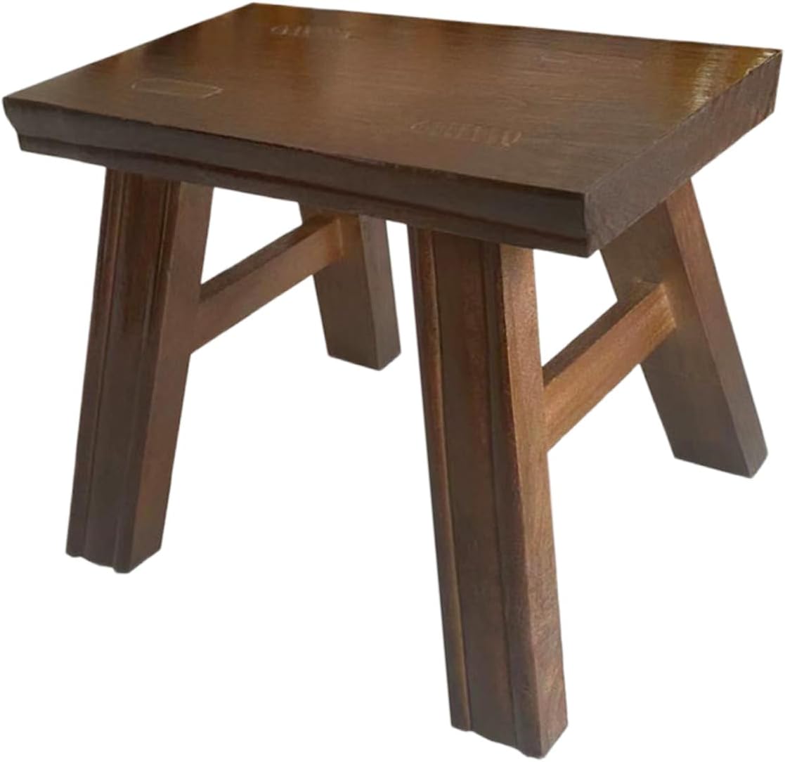 Rustic Wooden Bench Step Stool for Boys and Girls Adults Small Foot Stool Multi-use for Bathroom Kitchen Bedroom