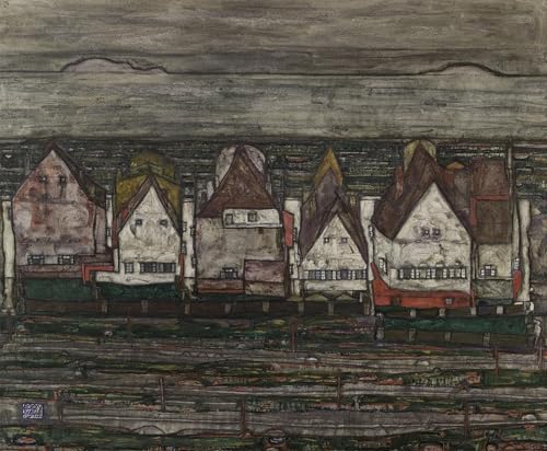 Tableau Egon Schiele les maisons au bord de pour habiller un grand mur vide en 60x90cm