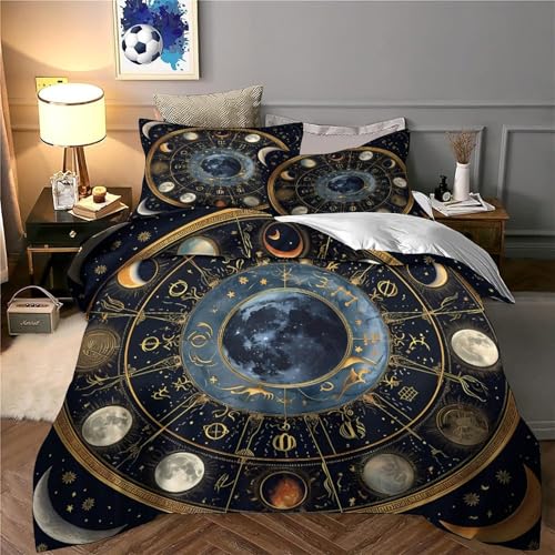 Housse de couette lune 3D déco chambre ado garçon lit simple microfibre douce - 6