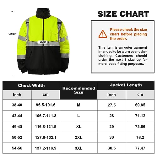 Shorfune High Visibility Bomber Jacket For Men Waterproof Class 3 ...