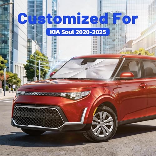 Image of Car Windshield Sun Shade for Kia Soul 2020-2025 -[Reflective Coated Fabric] Sunshade Umbrella for Front Window, Car Shades Sun Visor Keep Car Cool and Protects Interior, 1:1 Exact Fit
