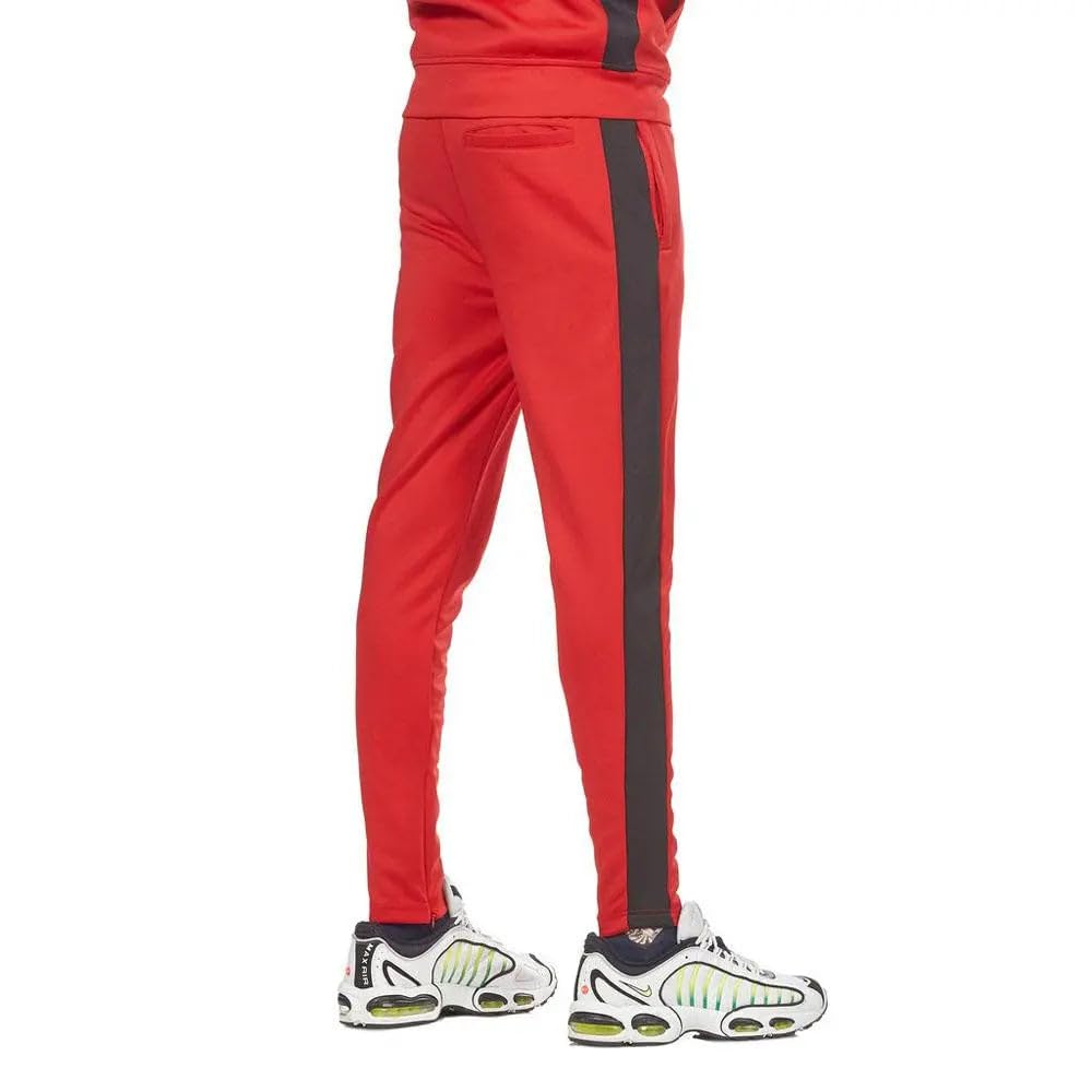Rebel Minds Men Track Pants - Stylish Men's Sweatpants, Joggers for Men, Athletic and Casual Wear, with Pockets Red Black