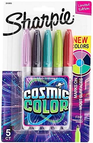 Sharpie Permanent Markers, Fine Point, Cosmic Color, Limited Edition, 5 Count - New