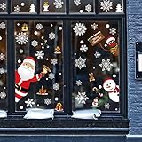 🎄[Diferentes estilos]: Estas Pegatinas de Navidad para ventanas tienen muchos elementos navideños lindos, como Papá Noel, Alce, copos de nieve, muñeco de nieve, etc. Use su imaginación para las decoraciones navideñas, se puede reutilizar y se puede colocar en otros lugares en cualquier momento.