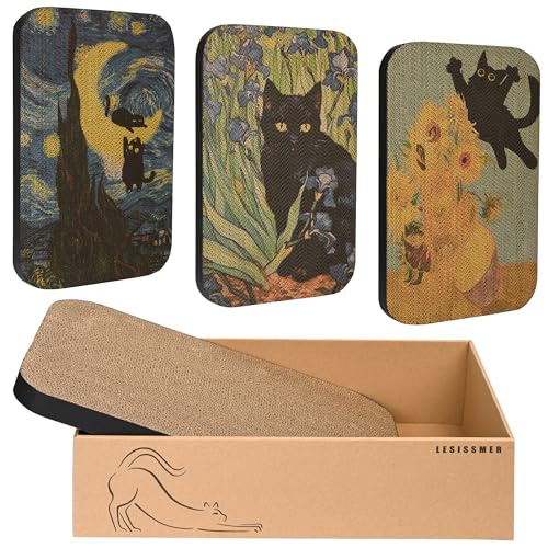 LESISSMER Art Cat Scratcher, 3 Packs Wall-Mountable Art Cat Scratching