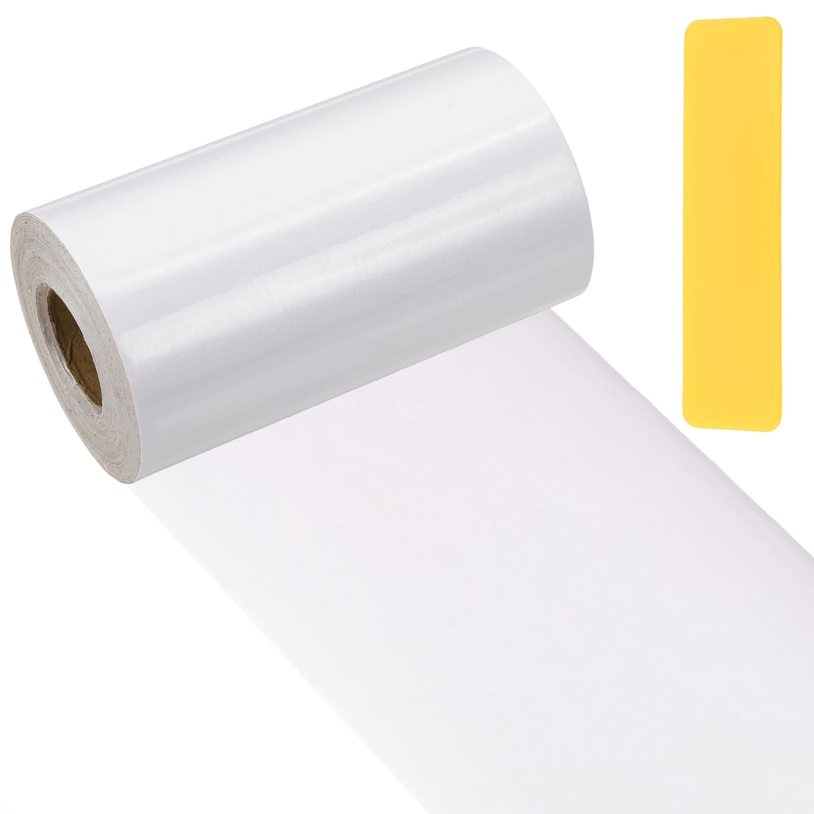 PATIKIL Wood Grain Repair Tape 10cm x 33ft, Self Adhesive Realistic Textured Repair Patch Peel and Stick Wood Tape with Scraper for Floor Door Window Furniture Table Bright White