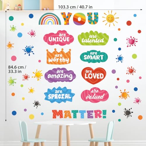 Image of DECOWALL Color Quote Wall Stickers Decals Inspirational Letter Educational for Bedroom Living Room Home decor Art Positive Motivational Phrases Classroom Nursery School Peel Stick Kid (DS9-8082)