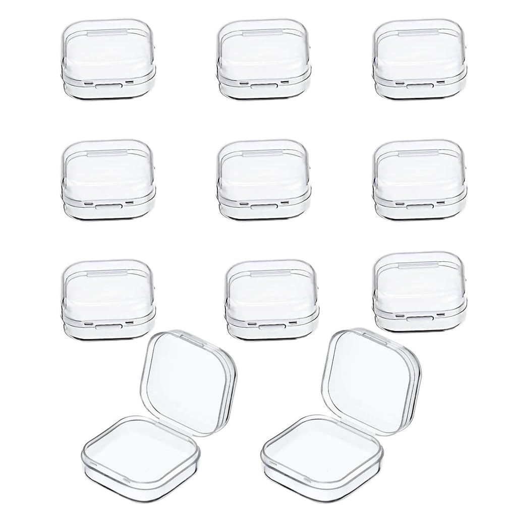 GBSTORE 10 Pcs Mini Clear Plastic Box 1.8 mm Thicken Square Jewelry Earplug Pill Storage Box Case Container with Lid for Bead Makeup Craft Project