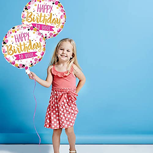 Image of AMFIN (Pack of 2) 17 Inch Happy Birthday Round Foil Balloons /Happy Birthday Balloons for Decoration /Birthday Theme Party Decorations
