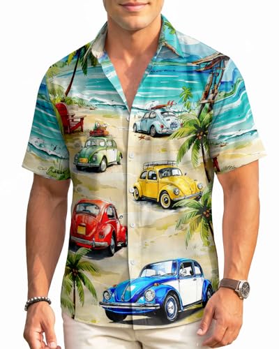 Image of 99TIMORO Fathers Funny Mens Hawaiian Shirt, Movie Button Down Short Sleeve Top, Father Day Summer Gifts