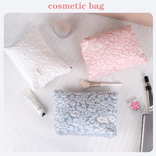 Makeup Bag Travel Cosmetic Bag for Women Floral Makeup Bag Small Cosmetic Pouch Purse with Zipper Gifts for Girlfriend and Best Friend(Pink)4