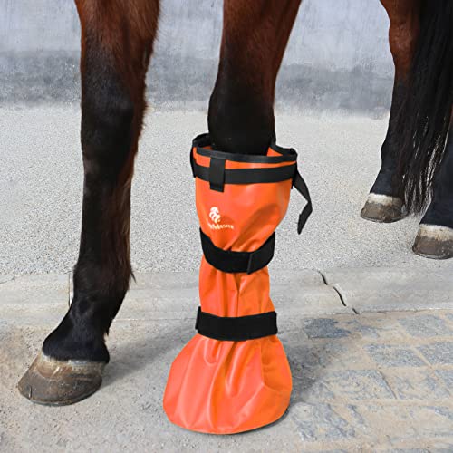 Image of Hoof Soaking Boot for Horse, Waterproof PVC Hoof Soaker Bag with EVA Foam Pad, Secure 3-Strap Equine Icing & Soaking Boot for Hooves Care, Fits Most Hooves