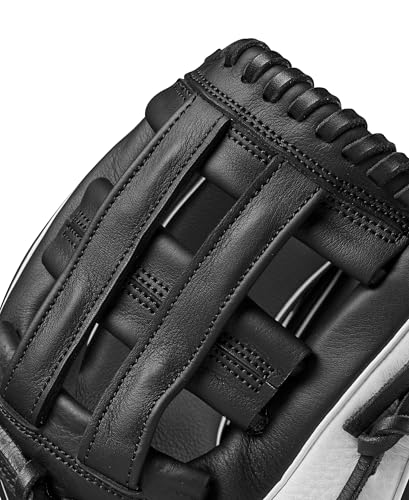 Gants de softball Wilson A700 Fastpitch de 12 pouces en noir et blanc pour adulte