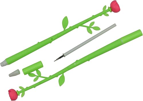 Miniatura 6 de Lopenle 12 bolígrafos de flores, hermosos bolígrafos florales negros para niños, niñas, mujeres, en casa, oficina, escuela, suministros de decoración