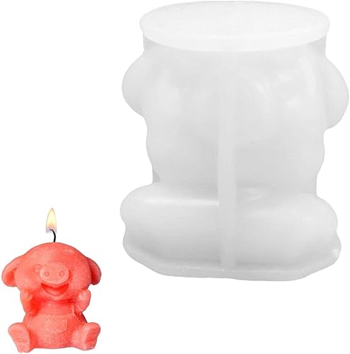 Miniatura 8 de Molde de silicona 3D para velas lindo molde de fundición de escultura de cerdo molde de resina hecho a mano para hacer velas manualidades jabón cera