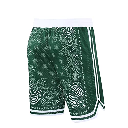 BOOMLEMON Men's Basketball Shorts Workout Athletic Paisley Shorts Mesh Print Running Short Pants4