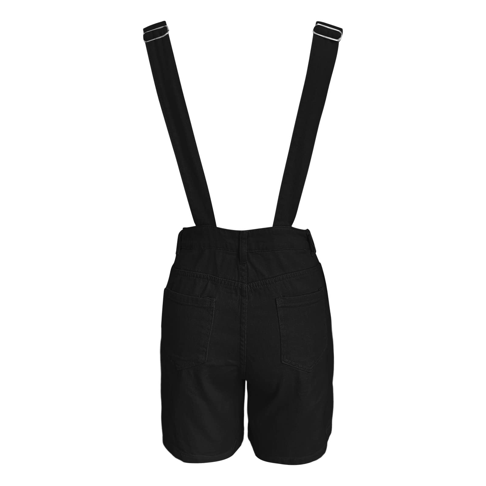 Femmes Combinaison Ete Jumpsuit Col V Manche Courte Short À Bretelles en Denim Lavé Multi-Poches pour Femme Blanc De Travail Casual Chic Jumpsuits Taille Haute Col V Short Rompers