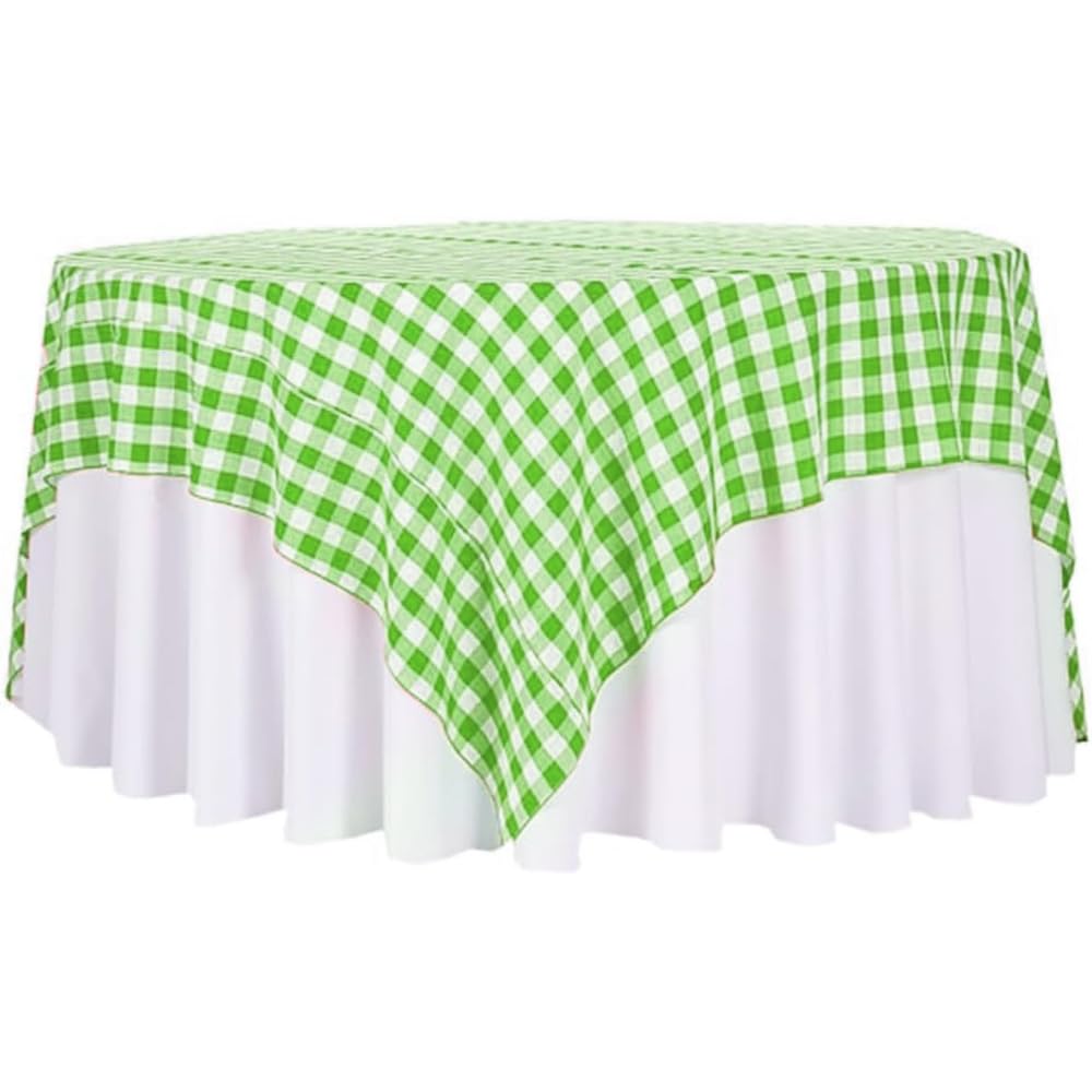 Venuscello - Pack of 25 Green Gingham Paper Table Covers Square Tabletop Disposable Folded Cloth for Buffet Table & Birthday Parties - 90cm x 90cm
