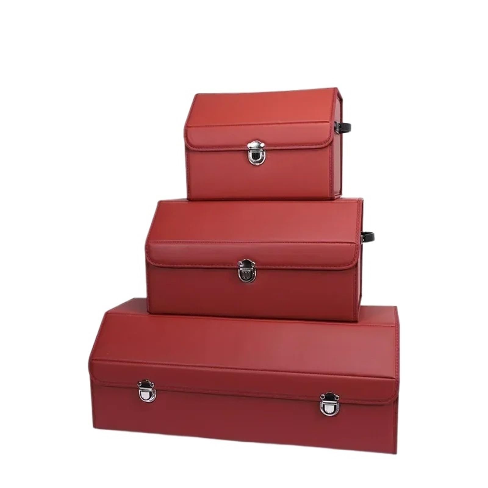 DVMSIEF Trunk Organizer Trunk Organizer For Car For SUV Waterproof Leather Cargo Container Folding Vehicle Accessories For Truck(Claret,XL-75x31x29)
