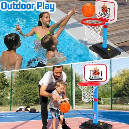 Image of Toddler Basketball Hoop for Kids 1-3, Mini Adjustable Basketball Hoops Indoor with Balls Outdoor Pool Basketball Goal Sports Play Toys for 1 2 3 Year Old Baby Boys Girls First Birthday Gift Age 1-2-3