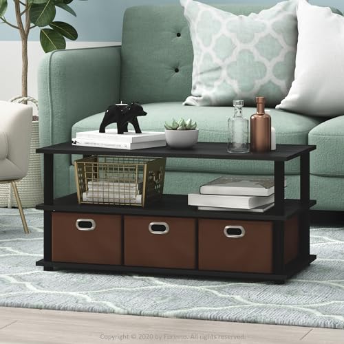 Image of FURINNO Turn-N-Tube Coffee Table, 31.22D x 15.5W x 15.8H in, Black Oak /Black /Brown