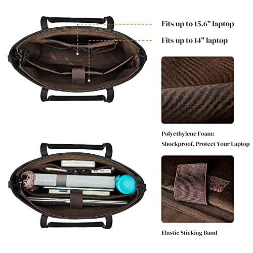 S-ZONE Women Genuine Leather Tote Bag Large Shoulder Purse Vintage Crossbody Work Handbag3