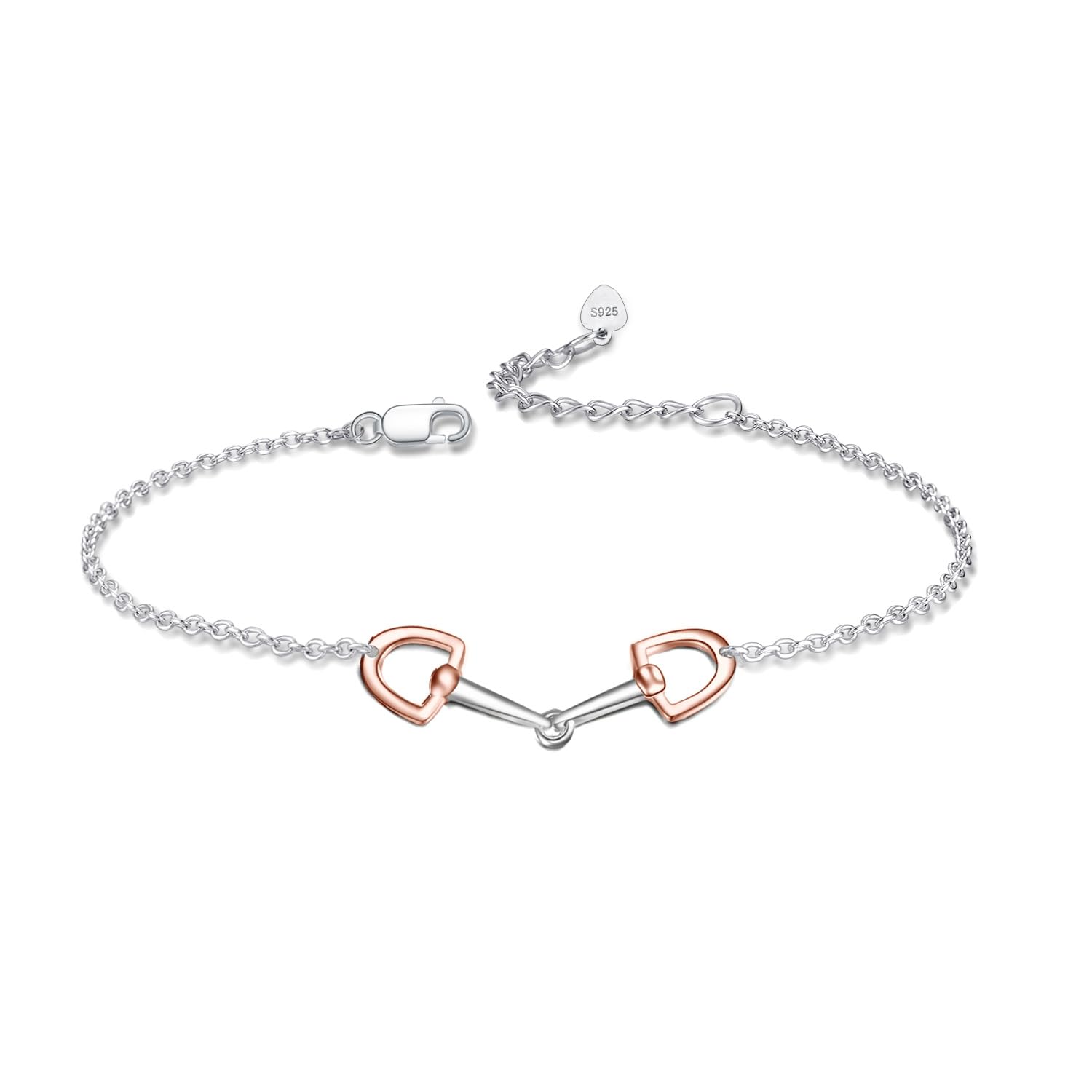 YFN Armband Pferd Sterling Silber Armband Trense Bit Armband Gebiss Schmuck Steigbügel Geschenk für Pferdeliebhaber Damen Mädchen