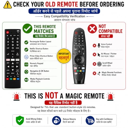 Image of Replacement Remote Compatible with LG Smart TV | Universal Remote for LG LED OLED WebOS TVs (32 /43 /50 /55 Inch) with Hotkeys Netflx, Amazn | No Setup Required