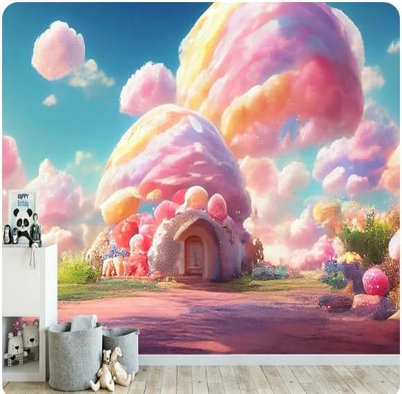 Papier peint 3D en soie gaufrée haut de gamme motif ciel nuages colorés 150x105cm