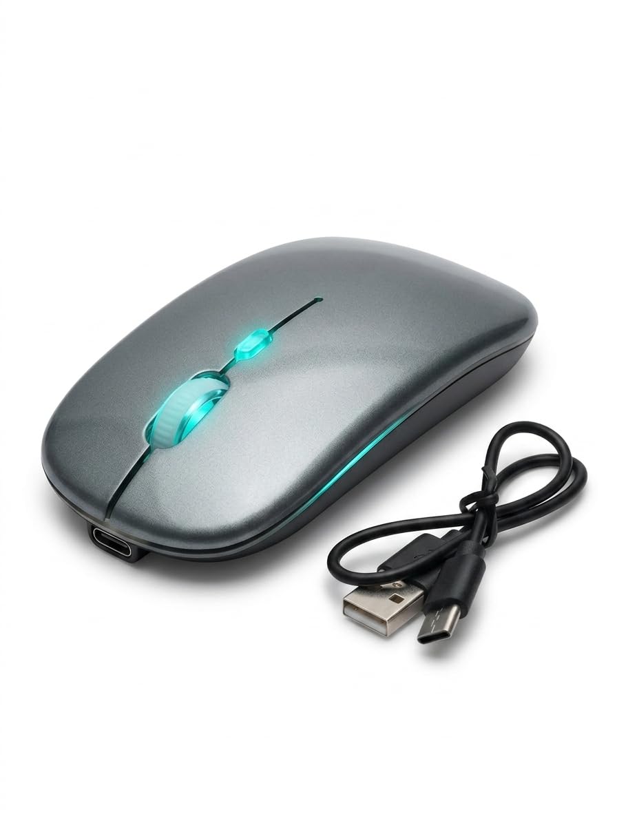 MOVIQ Rechargeable Wireless Mouse, Grey, Silent-Click Buttons, Adjustable DPI 800/1200/1600, 2.4GHz, with USB Charging Cable-picture-25