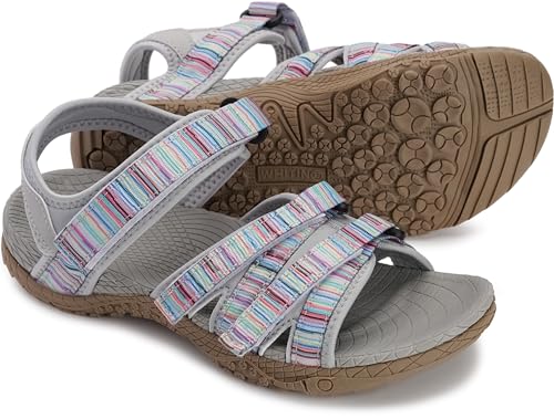 WHITIN Women’s Hiking Sandals with Arch Support | Adjustable Hook and Loop Straps | Durable Sport Sandals for Outdoor Adventure - Image 3