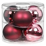 MAGIC Weihnachtskugeln Glas 10cm 6 STK. Christbaumkugeln Christbaumschmuck Farbe: Berry Kiss (Beere Glanz/matt)