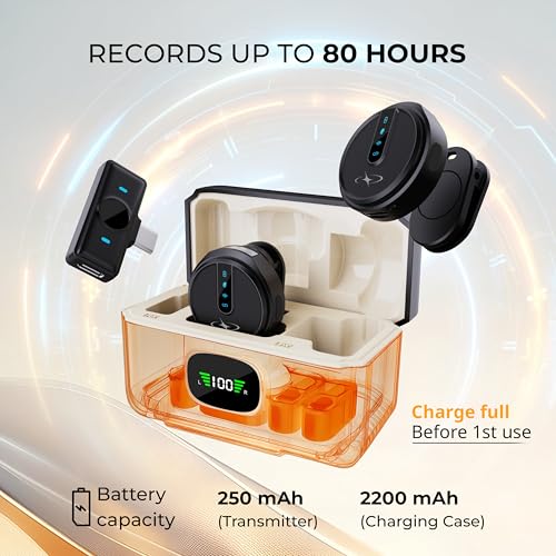 Image of FLYBALL Wireless Mic, for Andriod & iOS, with 3-Level AI ENC, 100m Range, 80H Recording, Reverb Mode, Long Battery Life, 2.4G Mic for YouTube, Interviews, Vlogging, Content Creation SLM 520 VL
