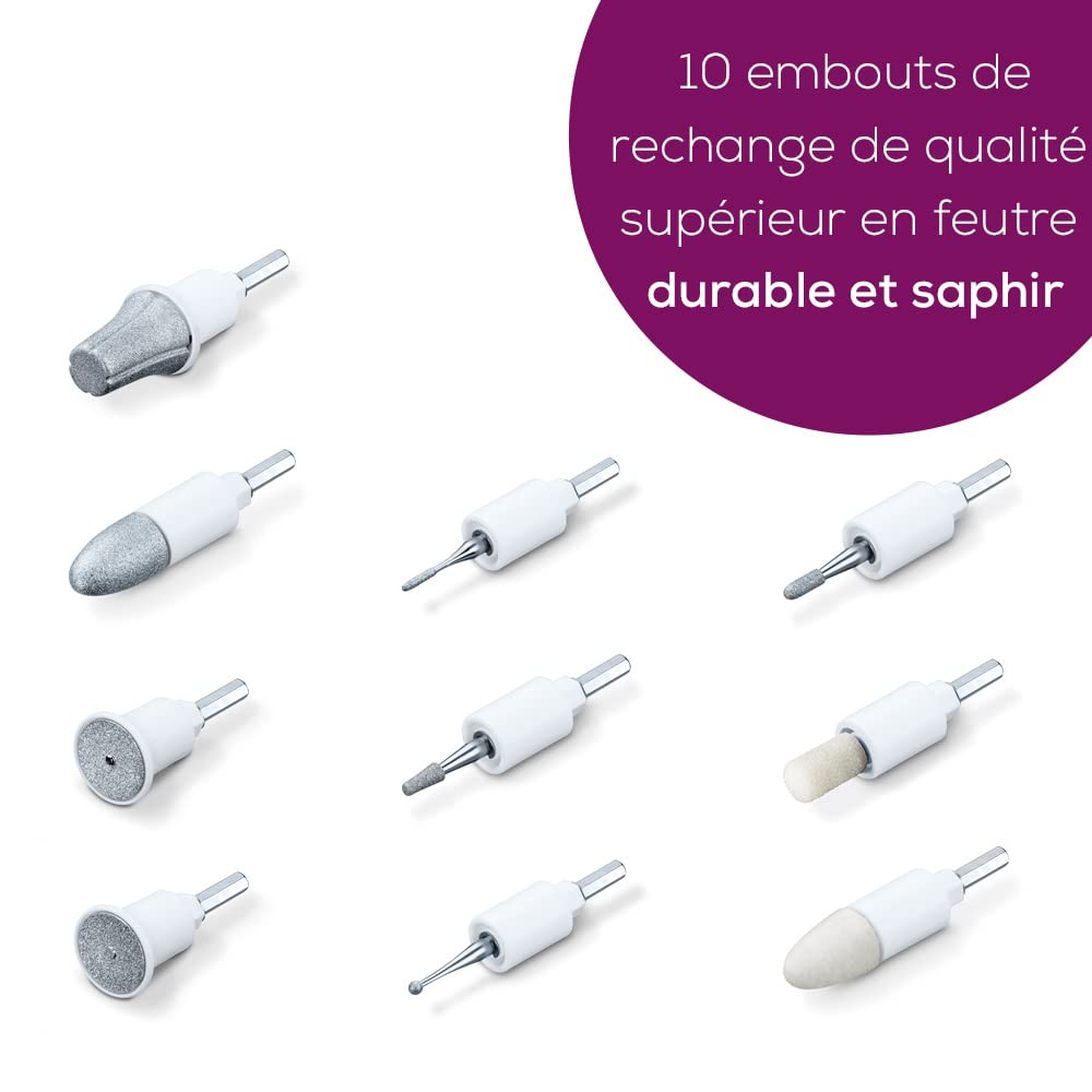 Beurer MP 64 Kit de remplacement pour le MP 64 manucure et pédicure en saphir de haute qualité et feutre pour le soin des ongles des mains et des pieds