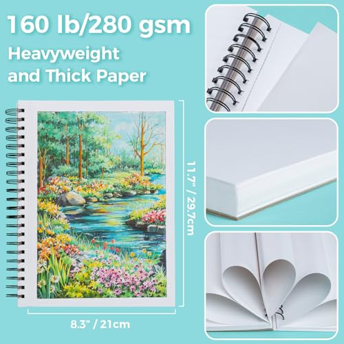 Image of Ohuhu A4 Double-Sided Bleedproof Sketchbook 280 GSM | Super Thick Paper, 50 Sheets (100 Pages), Spiral Bound A4 Marker Pad for Alcohol Markers, Ink & Watercolour