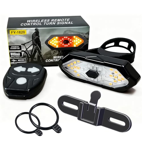 EBUYFIRE Feu Arrière Vélo avec Clignotants et Télécommande - 5 Modes LED, IPX4 Étanche, USB Rechargeable,...