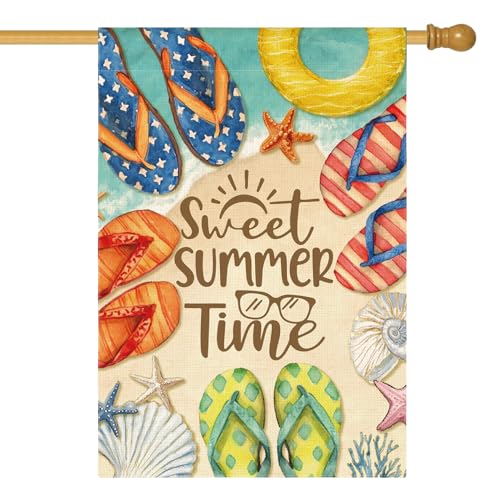 AVOIN colorlife Sweet Summer Time Beach Flip Flops House Flag 28x40 Inch