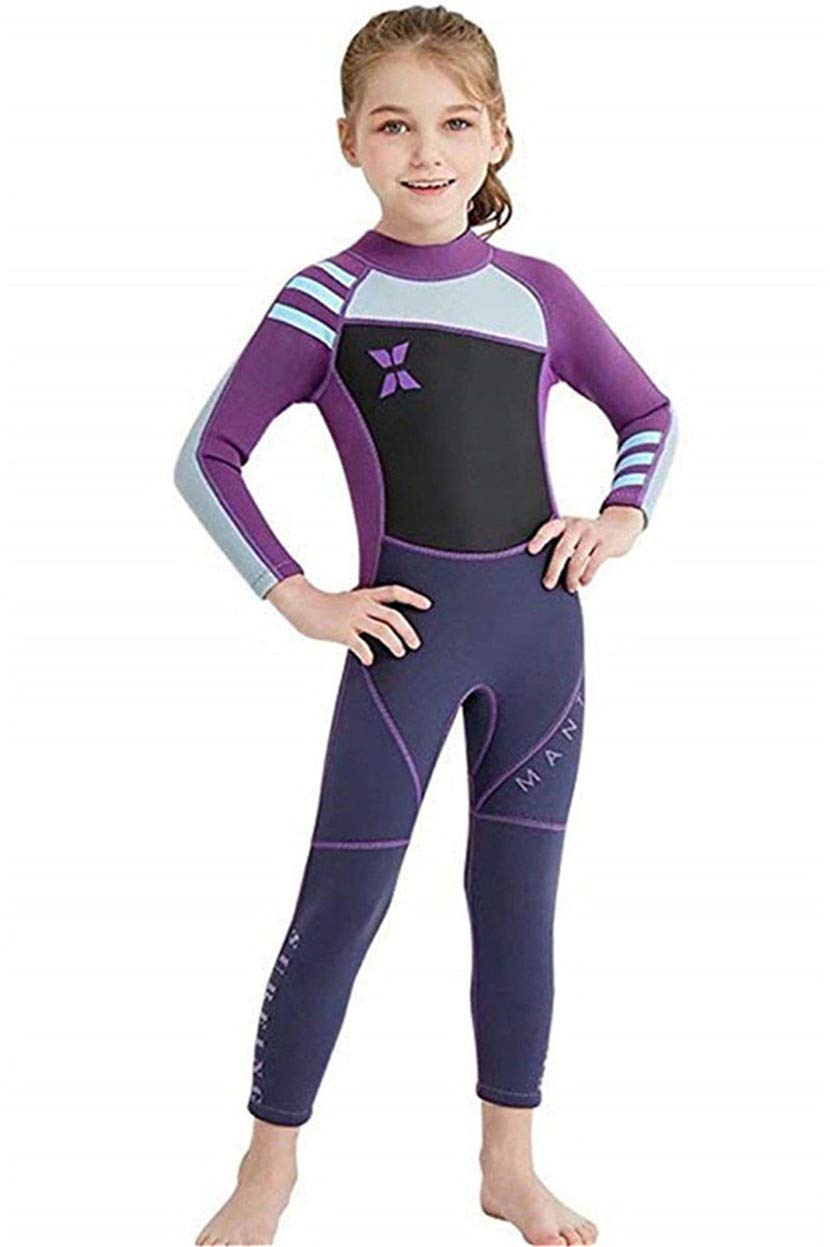 Little Kids Girls Boys UV Protection Swimsuits 2.5mm Neoprene Keep Warm Wetsuit Long Sleeves Diving Suits