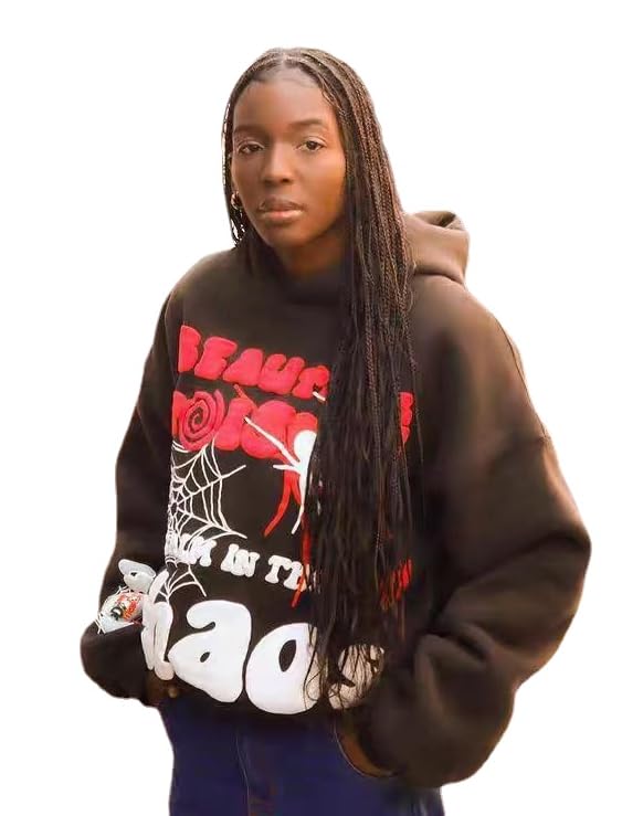 Obenie 2024 Autumn/Winter Spider Web Hip Hop Hooded Hoodie for Men and Women Y2k Retro Hoodie Matching Hoodies for Couples