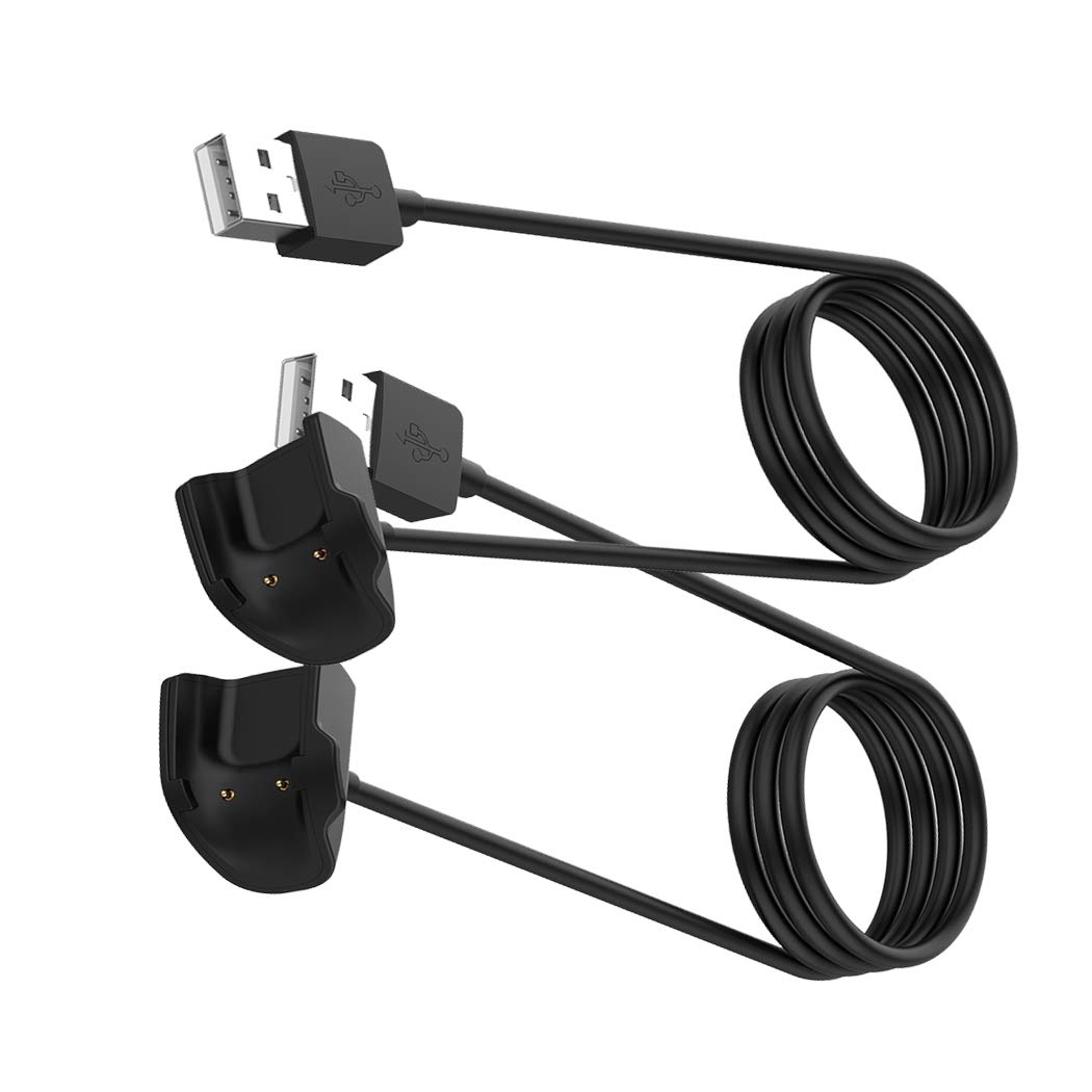 TenCloud Replacement Charger Compatible with Samsung Galaxy Fit E SM-R375 Smartwatch - USB Charging Cable 100cm- Smartwatch Accessories (Twin Black)